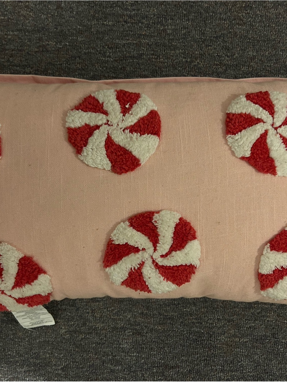 Festive Pink Holiday Peppermint Decorative Pillow by
